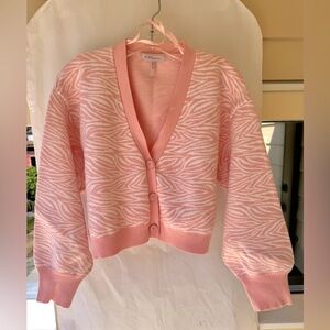 BCBGeneration Pink Zebra Print Cardigan Sweater